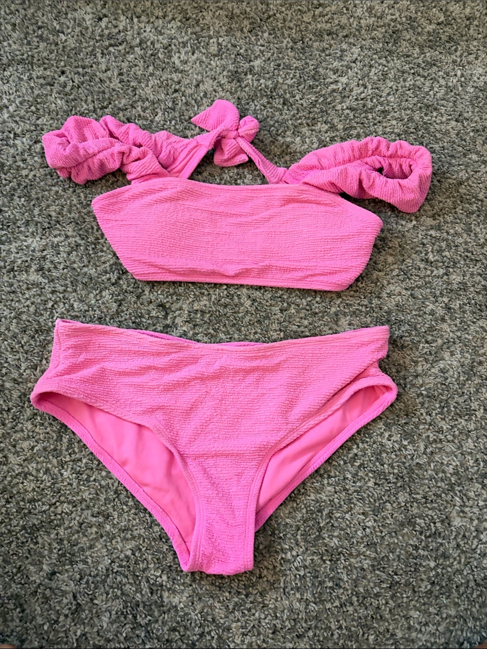 Dillards Pink Textured Two-Piece Bikini Set